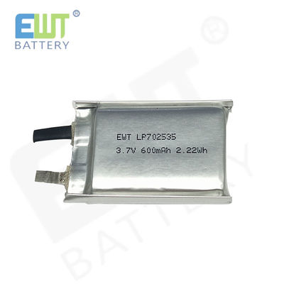 ซื้อ อัตราการทํางานที่ยั่งยืน แบตเตอรี่หลอด Lithium Polymer LP702535 3.7V 600mAh พร้อมการสนับสนุน OEM Odm และการป้องกันการปล่อยไฟ การผลิตออนไลน์