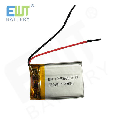 ซื้อ LP452535 3.7V 350mAh แบตเตอรี่พอลิเมอร์ลิตียมที่มีกระแสการชาร์จสูงสุด 1C online manufacture