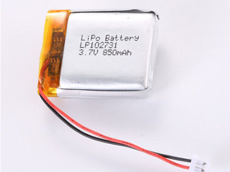 ซื้อ การสนับสนุน OEM/ODM 3.7V 850MAH JST Connector แบตเตอรี่พอลิเมอร์ลิตียม LP102731 -20°C ถึง 60°C สําหรับผลงานสูง online manufacture