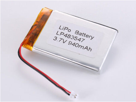 ซื้อ LP483547 3.7V 940MAH Lithium Polymer Battery with ROHS Certification and Wide Temperature Range online manufacture