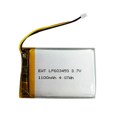 แบตเตอรี่พอลิเมอร์ลิตยูมดํา แบตเตอรี่ Lipo 3.7v 1100mah