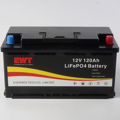 ระยะยาว 12V 120AH Lifepo4 แบตเตอรี่แพ็คสําหรับระบบแสงอาทิตย์ ดําชาร์จปัจจุบัน