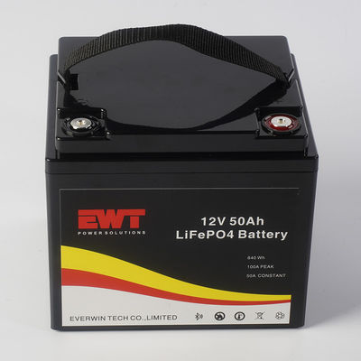แบตเตอรี่ 12V 50AH LiFePO4 สําหรับระบบแสงอาทิตย์ สีดําหรือสีขาว