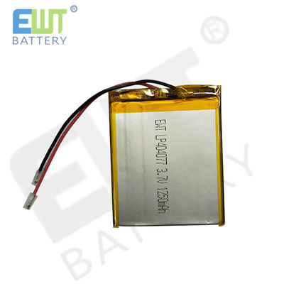 แบตเตอรี่พอลิเมอร์ลิตียมสีเงิน พร้อมการป้องกันวงจรสั้น LP404077 3.7V 1250mAh