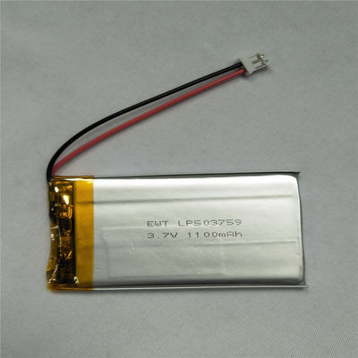 แบตเตอรี่พอลิเมอร์ลิตียมเงิน LP503759 3.7V 1100mAh ด้วย PCM