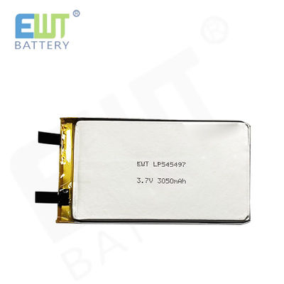 แบตเตอรี่พอลิเมอร์ลิตียม LP545497 3.7V 3050mAh พร้อมระบบป้องกันการชาร์จเกินและคุณสมบัติความปลอดภัย PCB