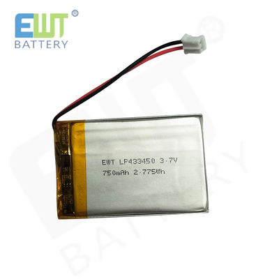 การรับรอง IEC62133 แบตเตอรี่พอลิเมอร์ลิตียม LP433450 คุณสมบัติความปลอดภัย แพ็คป้องกันการชาร์จเกิน แบบ 1S1P