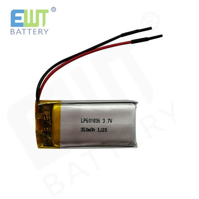 LP601836 3.7V 350mAh แบตเตอรี่พอลิเมอร์ลิตียม 1S1P สําหรับการขนส่งทางอากาศหรือทางทะเลที่ยั่งยืน