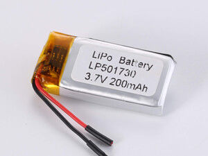 LP501730 200MAH ความหนาแน่นของพลังงานสูง แบตเตอรี่ลิตিয়ামพอลิมเมอร์ที่สามารถชาร์จใหม่ได้ ปัจจุบันการชาร์จสูงสุด 0.35A 3.7V โวลเตจ