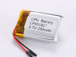 อุตสาหกรรมและพาณิชย์ 3.7V 230MAH 500 วงจร แบตเตอรี่หลอดพอลิเมอร์ลิตยูมที่สามารถชาร์จใหม่ได้ พร้อมการป้องกันวงจรสั้น LP551927