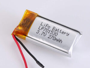 LP701530 3.7V 270MAH แบตเตอรี่พอลิเมอร์ลิตียม พร้อม PCM และป้องกันวงจรสั้น