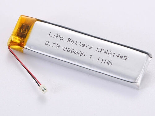 LP481449 3.7V 300MAH JST เครื่องเชื่อมต่อการทอดเสีย ขนาดสูง LiPo Pack สําหรับการใช้งานมืออาชีพ -20 ถึง 45 องศาเซลเซียส