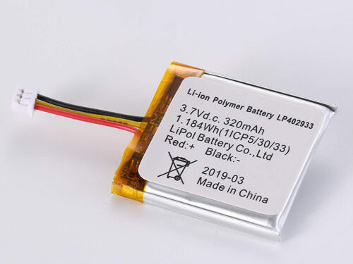แบตเตอรี่ Li-ion ขนาด 3.7V 320MAH LP402933 ที่มีพลังงาน 500-1000 จักรยานและระยะอุณหภูมิที่กว้าง