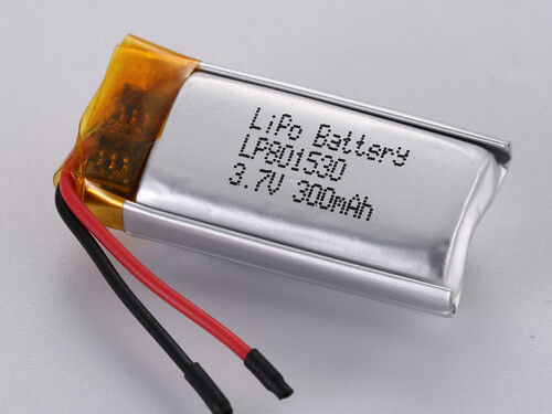 LP801530 3.7V 300MAH แบตเตอรี่ลิตিয়ামโพลีเมอร์ที่สามารถชาร์จใหม่ได้ สําหรับอุณหภูมิและความจุในการปล่อยของ -20 ถึง 60 องศาเซลเซียส