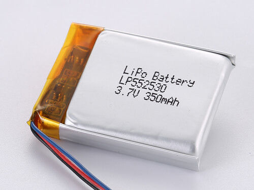 LP552530 3.7V 350MAH แบตเตอรี่พอลิเมอร์ลิตียมแบบชาร์จใหม่ -20 ถึง 45 องศาเซลเซียส เกรด A ผลงานสูงสุด