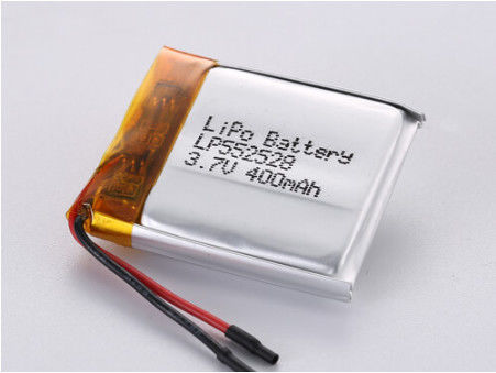 LP552528 3.7V 400MAH แพ็ค LiPo ขนาดสูง สําหรับการจัดหาพลังงานที่ยาวนาน ด้วยแบตเตอรี่ Li-po อุณหภูมิต่ําและแผ่นเงิน