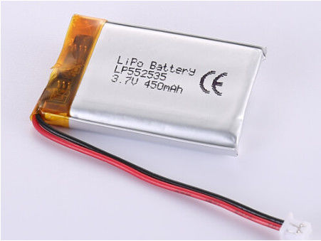 LP552535 3.7V 450MAH แบตเตอรี่พอลิเมอร์ลิตียมอุณหภูมิต่ํา ได้รับการรับรอง ROHS และเหมาะสําหรับการใช้งานในอุตสาหกรรม
