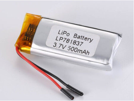 ความต้องการของลูกค้า 3.7V 500mah แบตเตอรี่ LiPo แพคคเกจที่มีความจุสูงและเซลล์ แบตเตอรี่พอลิเมอร์ลิตียม วัสดุอะโนดอื่น ๆ