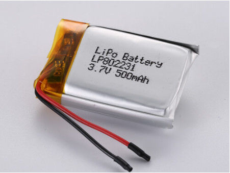 LP802231 3.7V 500MAH แบตเตอรี่พอลิเมอร์ลิตียมเงินที่มีการใช้งานที่กว้างขวางและป้องกัน PCB