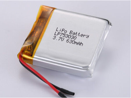 LP753030 3.7V 630MAH แบตเตอรี่พอลิเมอร์ลิตียมเงินสําหรับการทํางานที่ยาวนาน