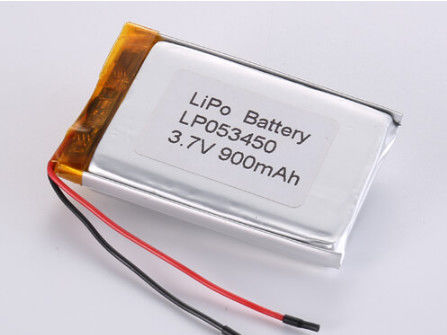 LP053450 3.7V 900MAH แบตเตอรี่ลิโอน ผู้ผลิต สารประกอบทางเคมี ลิทธิียมพอลิเมอร์ ความจุสูง LiPo Pack อุณหภูมิการชาร์จ -20°C ถึง 60°C