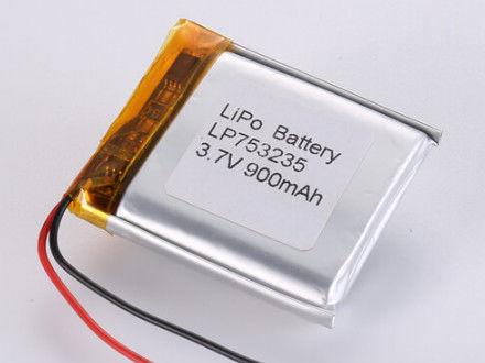 LP753235 3.7V 900MAH แบตเตอรี่ลิโอน ผู้ผลิต แบตเตอรี่ลิโอนพอลิเมอร์ที่สามารถชาร์จได้ โซลล์ชาร์จใหม่ -20°C ถึง 60°C อุณหภูมิการชาร์จตามความต้องการของคุณ