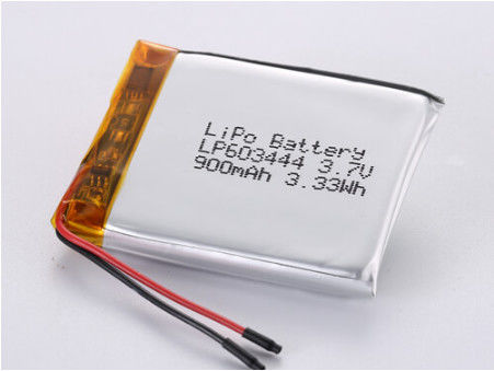 LP603444 3.7V 900MAH แบตเตอรี่ไอออนลิทியம் ผู้ผลิต ขนาดเหรียญ แบตเตอรี่ลิธีมโพลีเมอร์เกรด A สําหรับอุปกรณ์ชาร์จ