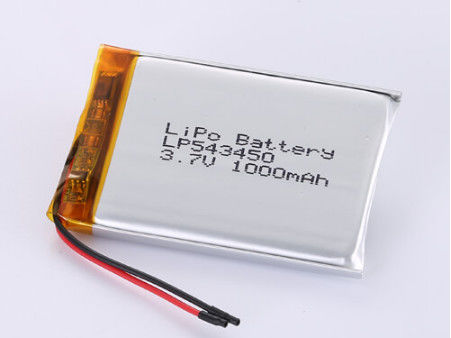LP543450 3.7V 1000MAH แบตเตอรี่ไอออนลิต ระดับ A สําหรับการใช้งานปุ่ม RoHS รับรองและอัตราการปล่อยสูงสุด 1C