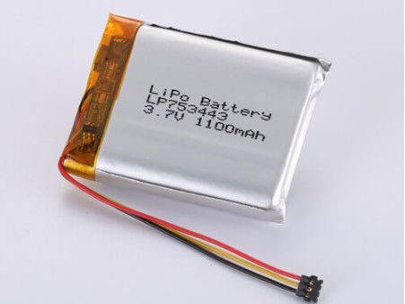LP753443 3.7V 1100MAH แบตเตอรี่ลิโอน ผู้ผลิตเงิน LiPo Pack ความจุสูง FCC อนุมัติและรับรอง
