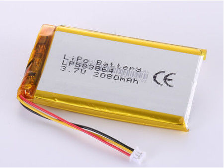 OEM อนุมัติ LP583864 3.7V 2080MAH แบตเตอรี่ Li Ion ผู้ผลิตที่มีอายุการใช้งาน 1 ปีและ LiPo Pack ความจุสูง
