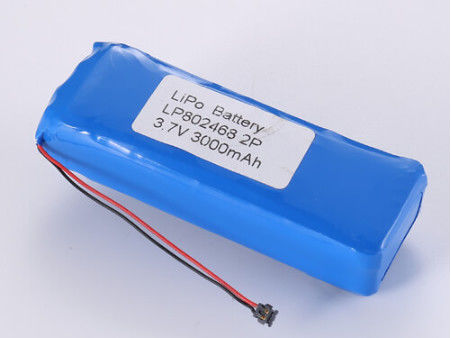 LP802468 3.7V 3000MAH แบตเตอรี่พอลิเมอร์ลิตিয়ামสําหรับการเก็บพลังงาน การป้องกันการชาร์จเกิน JST / ตามความต้องการ