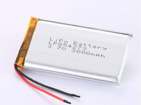 LP854273 3.7V 3000MAH แบตเตอรี่พอลิเมอร์ลิตียม CC / CV วิธีการชาร์จ การป้องกันการชาร์จเกิน JST / ประเภทเครื่องเชื่อมที่กําหนดเอง