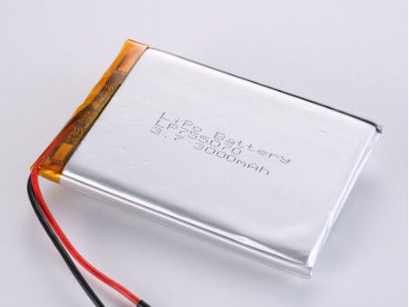 LP755070 3.7V 3000MAH ผู้ผลิตแบตเตอรี่พอลิเมอร์ลิตียมที่มีวิธีการชาร์จ CC / CV และ JST / ประเภทเครื่องเชื่อมที่กําหนดเอง